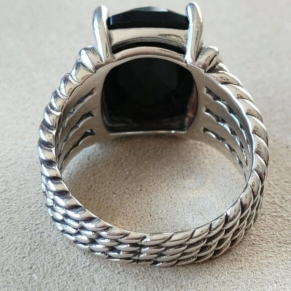 David Yurman Wheaton 925 Sterling Silver Ring Black Onyx & Diamond size 9 - Picture 7 of 11